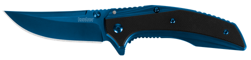 Kershaw 8320 Outright  3" Folding Trailing Point Plain Blue PVD 8Cr13MoV SS Blade Black/Blue G10/SS Handle Includes Pocket Clip