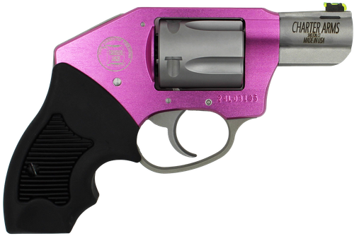 Charter Arms 53831 Undercover Lite Pink Lady Small 38 Special, 5 Shot 2" Stainless Steel Barrel & Cylinder, Pink Aluminum Frame w/Black Finger Grooved Rubber Grip, Concealed Hammer