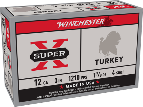 Winchester Ammo X123MT4 Super X Magnum Turkey 12Gauge 3" 1 7/8oz Copper Plated 4Shot 10 Per Box/10 Case