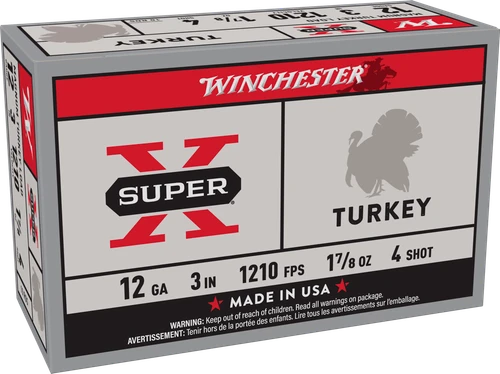Winchester Ammo X123MT4 Super X Magnum Turkey 12Gauge 3" 1 7/8oz Copper Plated 4Shot 10 Per Box/10 Case