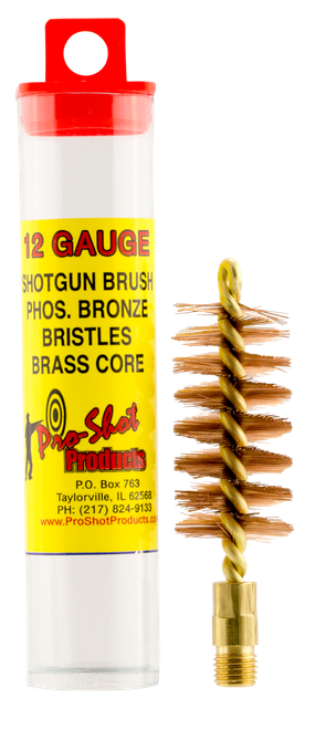Pro-Shot 12S Bore Brush  12 Gauge Shotgun #5/16-27 Thread Bronze Bristles Looped Tip Brass Core