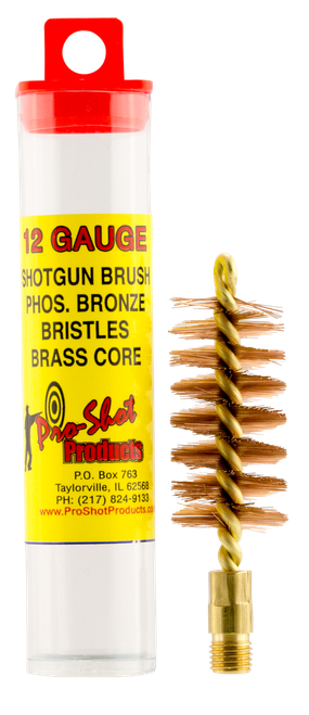 Pro-Shot 12S Bore Brush  12 Gauge Shotgun #5/16-27 Thread Bronze Bristles Looped Tip Brass Core