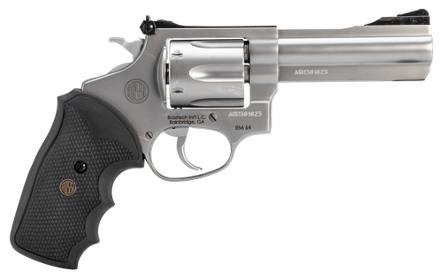 Rossi 2RM649 RM64  357 Mag 6 Shot 4" Matte Stainless Steel Barrel, Cylinder & Frame Textured Black Rubber Grip