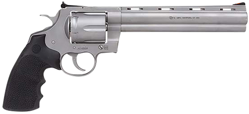 Colt Mfg PYTHONSM8RTS Python  357 Mag/38 Special 6 Shot 8" Bead Blasted Vent Rib Barrel, Cylinder & Frame, Black Rubber Grip, Exposed Hammer