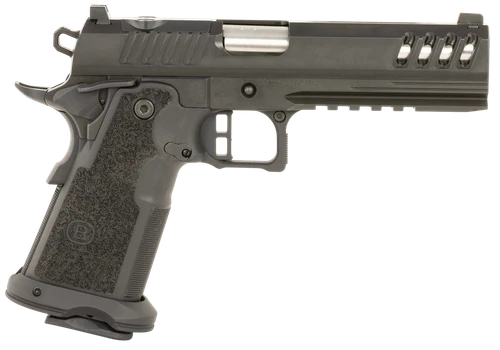 Bersa M2XIO5BBFN M2XI  9mm Luger 22+1 5" Match Grade Bull Barrel, QPQ Tenifer Cerakote Lightening Cut/Optic Cut/Serrated Steel Slide & Frame w/Beavertail & Picatinny Rail, Black Polymer Grip