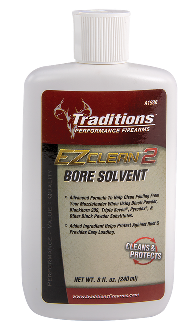 Traditions A1936 EZ Clean 2 Bore Solvent Against Fouling Rust 8 oz Squeeze Bottle