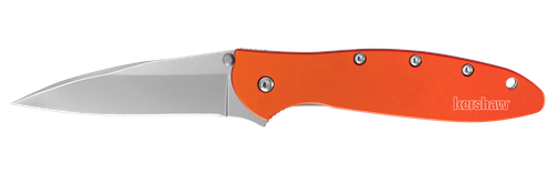 Kershaw 1660OR Leek  3" Folding Drop Point Plain Bead Blasted 14C28N Steel Blade Orange Anodized Aluminum Handle Includes Pocket Clip