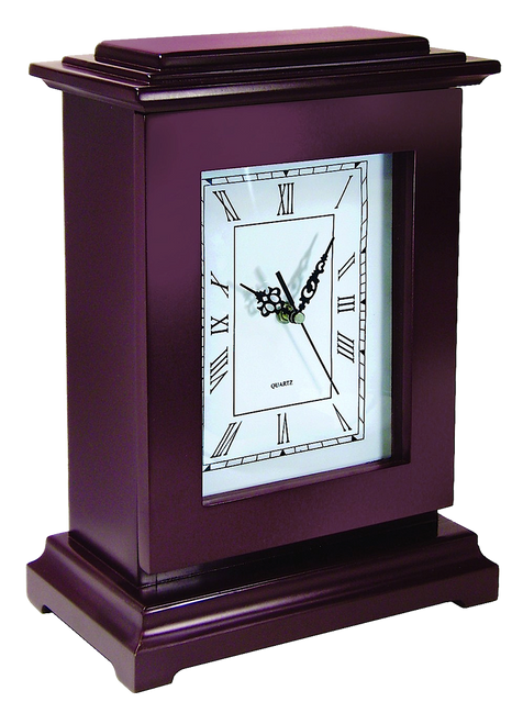 Peace Keeper RGC Tall Gun Clock  Front Panel Entry Mahogany Stain Wood Holds 1 Handgun 13.25" L x 9.50" W x 6.25" D