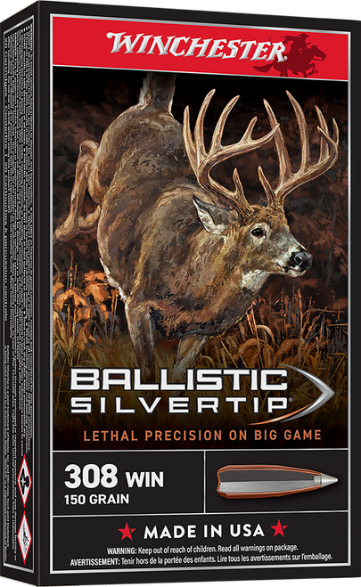 Winchester Ammo SBST308 Ballistic Silvertip  308Win 150gr Rapid Controlled Expansion Polymer Tip 20 Per Box/10 Case