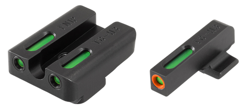 TruGlo TG13FN1PC TFX Pro  Black | Green Tritium & Fiber Optic Orange Outline Front Sight Green Tritium & Fiber Optic Rear Sight