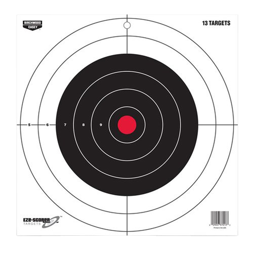 Birchwood Casey 37013 EZE-Scorer  12" Bullseye Paper Hanging Pistol/Rifle Black/Red 13 Per Pkg