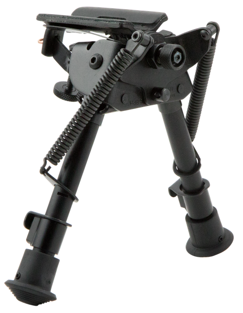Harris Bipods BRM1A2 Non-Swivel BR Swivel Stud, 6-9", Black Steel/Aluminum, Notched Legs, Rubber Feet