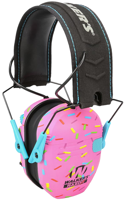 Walker's GWPRSEMSPRNKP Razor Slim Electronic Muff 23 dB Over the Head Pink Sprinkles