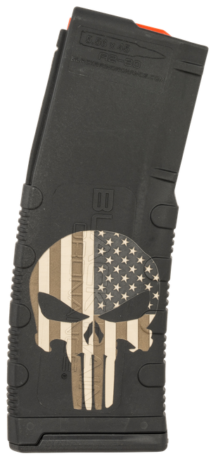 Black Rain Ordnance MAG30PUNISHW/FLAG Magazine  30rd 223 Rem/5.56 NATO Punisher American Flag Engraving Fits AR-15 Platform