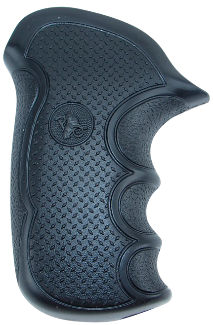 Pachmayr 02475 Diamond Pro Grip Diamond Checkering Black Rubber with Finger Grooves for Taurus Compact Public Defender with Polymer Frame
