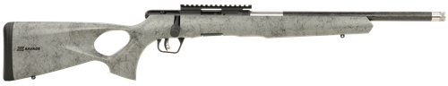 Savage Arms 70518 B Series TimberLite 22 WMR 10+1 18" Carbon Fiber Threaded Barrel, Matte Black Picatinny Rail Carbon Steel Receiver, Gray w/Black Webbing Fixed Thumbhole Synthetic Stock