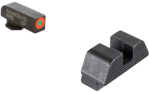 AmeriGlo GL433 Protector Sight Set for Glock  Green Tritium Orange Outline Front Sight-Black Serrated Rear Sight