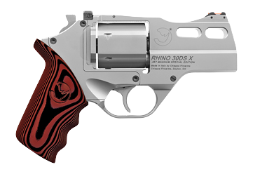 Chiappa Firearms 340353 Rhino 30DSX 357 Mag 6 Shot 3" Stainless Steel Barrel & Cylinder, Stainless Alloy Frame, Black/Red G10 Grip