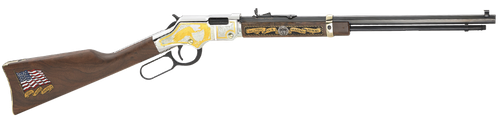 Henry H004MS2 Golden Boy Military Service Tribute 2 Full Size 22 Short, 22 Long, 22 LR, 16 LR/21 Short, 20" Blued Barrel, Nickel-Plated Metal Finish & American Walnut Stock Right Hand