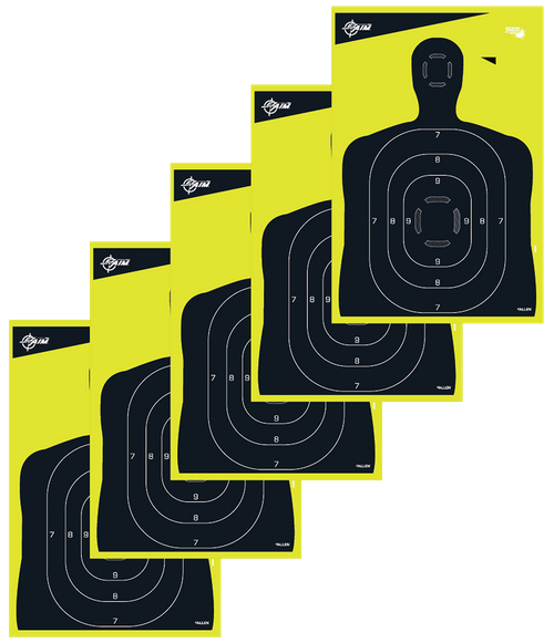 EZ-Aim 15330 Splash Reactive Target Silhouette Paper Hanging 12" x 18" Black/Yellow 5 Pack