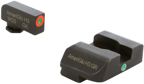AmeriGlo GL203 i-Dot Sight  Set for Glock  Green Tritium Orange Outline Front Sight-Green Tritium Rear Sight