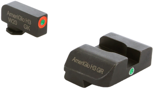 AmeriGlo GL203 i-Dot Sight  Set for Glock  Green Tritium Orange Outline Front Sight-Green Tritium Rear Sight