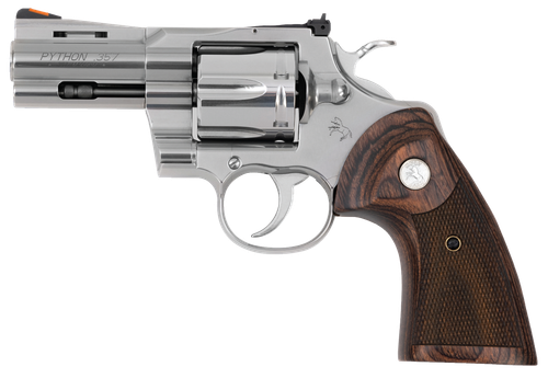 Colt Mfg PYTHONSP3WTS Python  38 Special 357 Mag 6 Shot 3" Stainless Recessed Target/Vent Rib Barrel, Cylinder  & Frame, Walnut w/Colt Medallion Grip