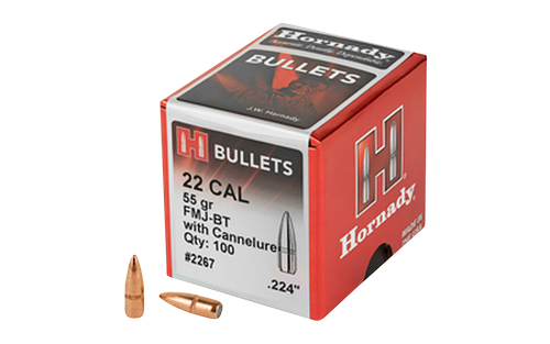 Hornady 2267 Traditional  22 Cal .224 55 gr Full Metal Jacket Boat Tail 100 Per Box/ 40 Case