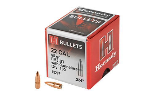 Hornady 2267 Traditional  22 Cal .224 55 gr Full Metal Jacket Boat Tail 100 Per Box/ 40 Case