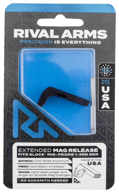 Rival Arms RA72G001A Magazine Release  Compatible w/Glock Gen3 (Except 21SF) Extended, Black Anodized Aluminum