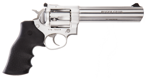 Ruger 1707 GP100  Medium Frame 357 Mag 6rd 6" Satin Stainless Steel Barrel, Cylinder & Frame, Hogue Monogrip, Transfer Bar Safety, Exposed Hammer