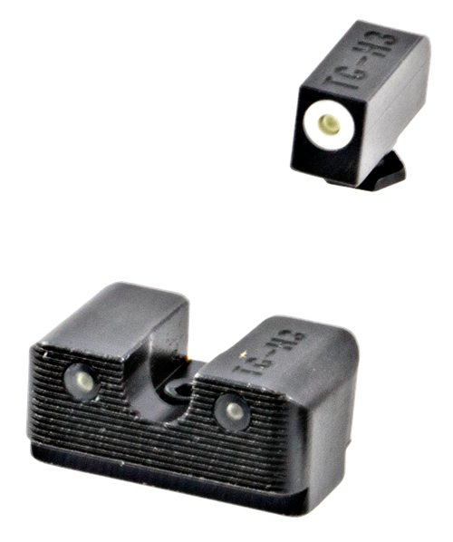 TruGlo TG231G2W Tritium Pro  High, White Outline Tritium Front/ Green Tritium Rear/Black Nitride Fortress Frame, Compatible w/Most Glock Except MOS, Front Post/Rear Dovetail Mount