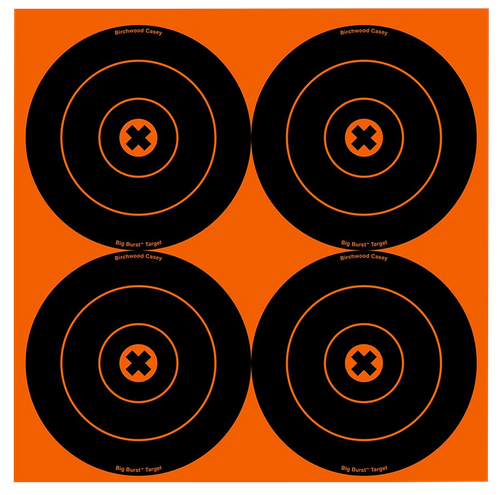 Birchwood Casey 36612 Big Burst Revealing Target Self-Adhesive Paper Black/Orange 6" Bullseye 12 Pack