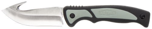 Old Timer 1137138 Trail Boss  3.70" Fixed Gut Hook Plain Stainless Steel Blade, TPE Handle Includes Sheath
