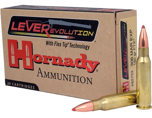 Hornady 82733 LEVERevolution  308MarlinExpress 160gr Flex Tip eXpanding 20 Per Box/10 Case