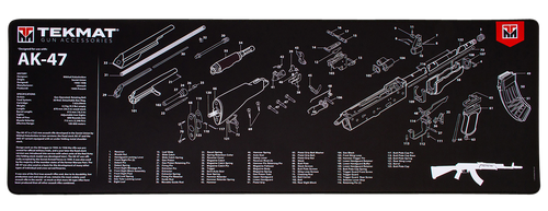 TekMat TEKR36AK47 AK-47 Cleaning Mat Black/White Rubber 12"x36" AK-47 Parts Diagram