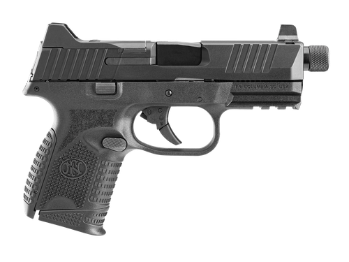 FN 66100782 509CT w/Optic Compact 9mm Luger 12+1/24+1, 4.32" Black Steel Threaded Barrel, Black PVD Optic Cut/Serrated Stainless Steel Slide, Black Polymer Frame w/Picatinny Rail