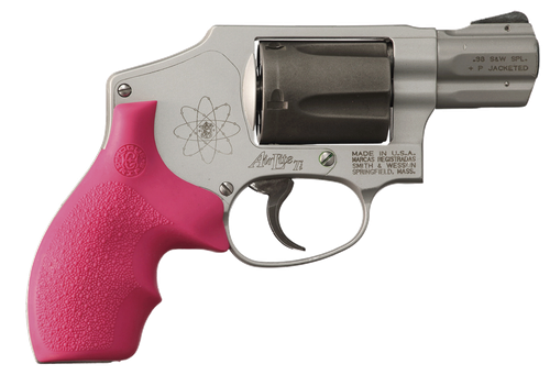 Hogue 61007 Rubber Bantam  Cobblestone Pink Rubber with Finger Grooves for S&W J Frame with Round Butt