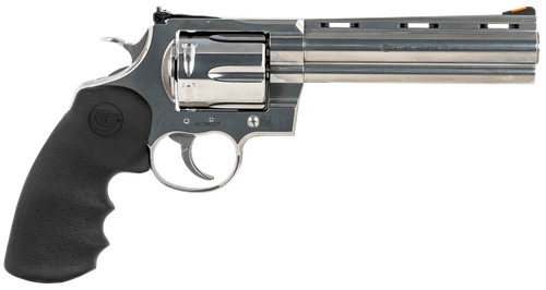 Colt Mfg ANACONDASP6RTS Anaconda  44 Mag 6 Shot 6" Stainless Recessed Target/Vent Rib Barrel,  Cylinder & Frame, Black Hogue Rubber w/Finger Grooves Grip