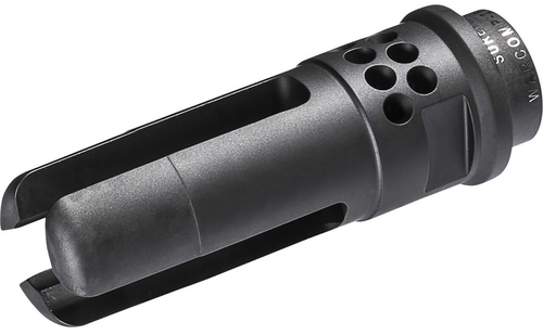 SureFire WARCOMP7625824 Warcomp QD Flash Hider 30 Cal (7.62mm) 5/8"-24 tpi, Open Tine 3-Prong, Ported Black Stainless Steel for AR/M4-Platform (SOCOM Suppressor Compatible)