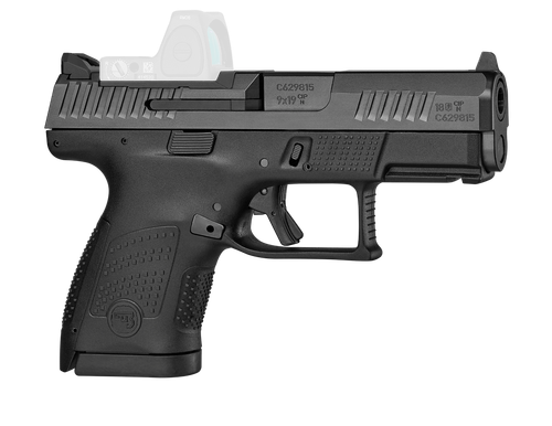 CZ-USA 01568 P-10 S  Sub-Compact Frame 9mm Luger 10+1 3.50" Black Steel Barrel, Black Nitride Optic Ready/Serrated Steel Slide, Black Polymer Frame w/Picatinny Rail