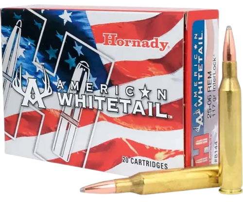 Hornady 8144 American Whitetail  25-06Rem 117gr InterLock Boat Tail Soft Point 20 Per Box/10 Case