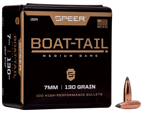 Speer 1624 Boat-Tail  7mm 130gr Jacketed Soft Point Boat Tail 100 Per Box/5 Case