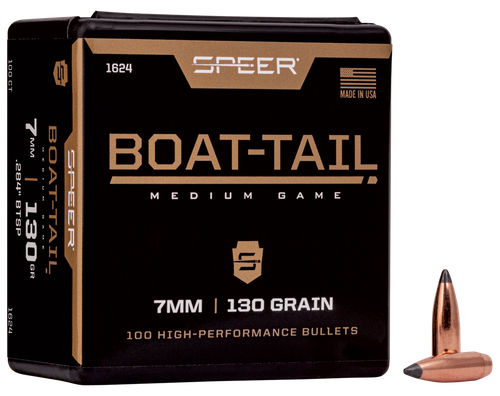 Speer 1624 Boat-Tail  7mm 130gr Jacketed Soft Point Boat Tail 100 Per Box/5 Case