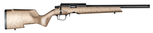 Christensen Arms 8011201500 Ranger  Full Size 17 HMR 9+1, 18" Black Carbon Fiber Barrel, Black Anodized Aluminum Receiver, Tan w/Black Webbing Fixed w/Aluminum Pillars Stock