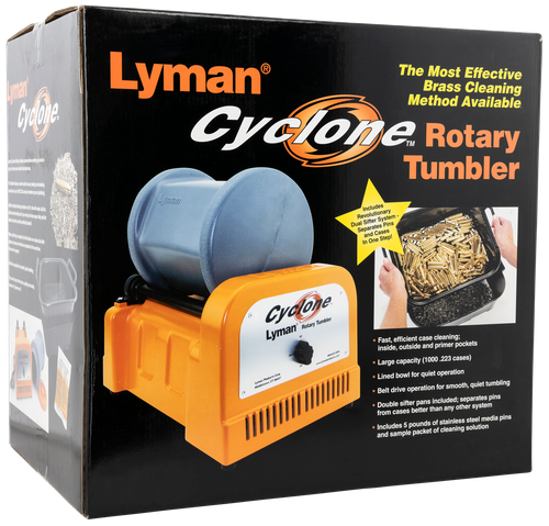 Lyman 7631550 Cyclone Rotary Tumbler Orange/Blue Multi-Caliber 1000 Cases 10 lbs