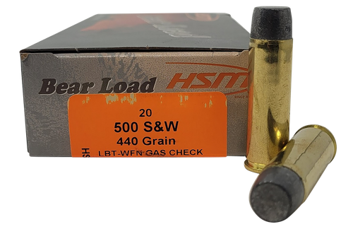 HSM 500SW6N Bear Load  500 S&W Mag 440 gr Wide Flat Nose 20 Per Box/ 25 Case
