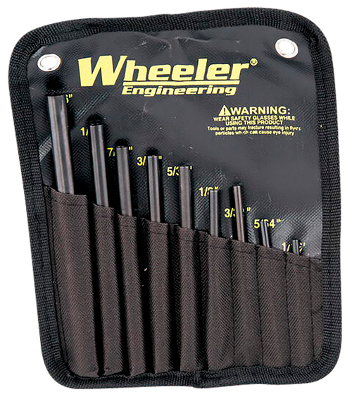 Wheeler 710910 Roll Pin Punch Set Starter Set Black/Yellow Steel Knurled Handle 9 Pieces