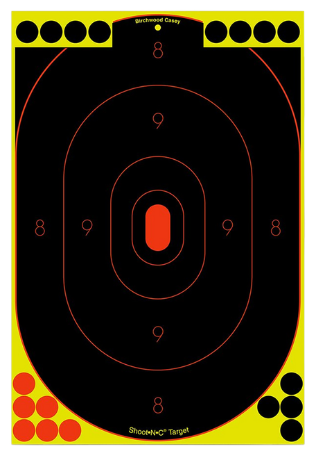 Birchwood Casey 34605 Shoot-N-C Reactive Target Self-Adhesive Paper Black/Yellow/Red 12"x18" Silhouette 5 Pack