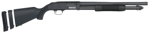 Mossberg 51607 590S  Compact 12 Gauge Pump 3" 5+1 18.50" Matte Blued Stainless Steel Barrel, Black Drilled & Tapped Receiver, Adj LOP Black Synthetic Stock